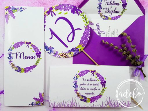 Accesorii nunta - papetarie nunta tema Lavanda