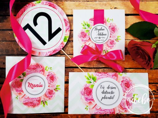 Accesorii papetarie nunta - Bujori