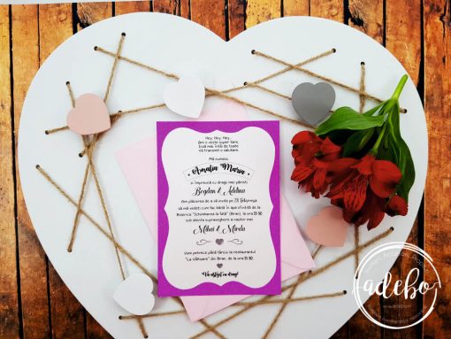 Invitatie Botez fete - Roz Fuchsia