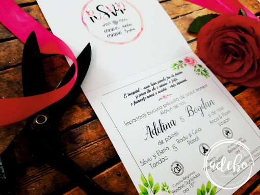 Invitatie Nunta flori Bujori