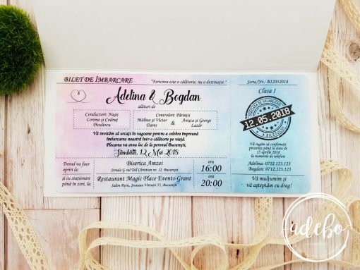 Invitatie nunta Pembe - roz florala