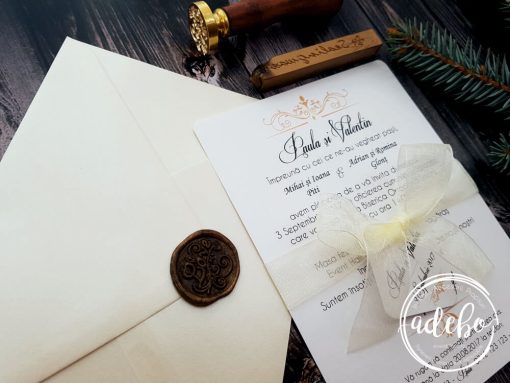 Invitatii nunta cu sigiliu si carton sidefat