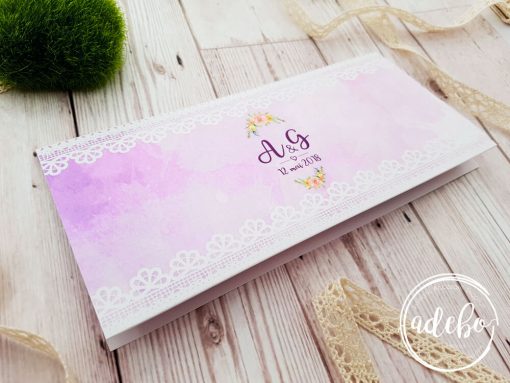 Plic bani nunta - roz floral