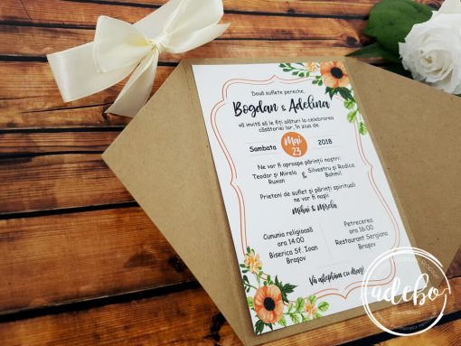 invitatie nunta florala 2018