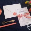 Invitatie nunta Loren - Panglica si sigiliu ceara roz