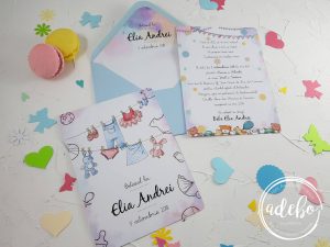 Invitatie botez baietel - watercolor 0