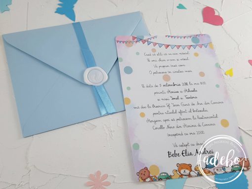 Invitatie botez baietel - watercolor 1