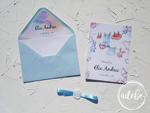 Invitatie botez baietel - watercolor 4