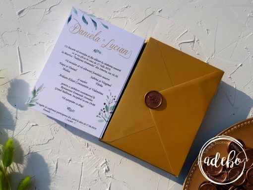 Invitatie nunta Gold and Green 4