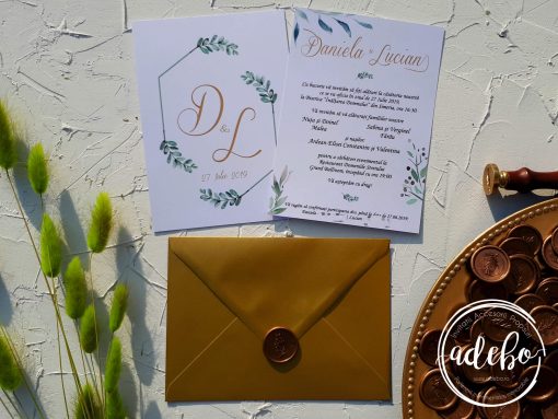 Invitatie nunta Gold and Green 5