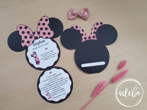 Alternative view of Invitatie botez Minnie Mouse - roz deschis