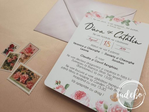 Alternative view of Invitatie nunta Bujori Watercolor