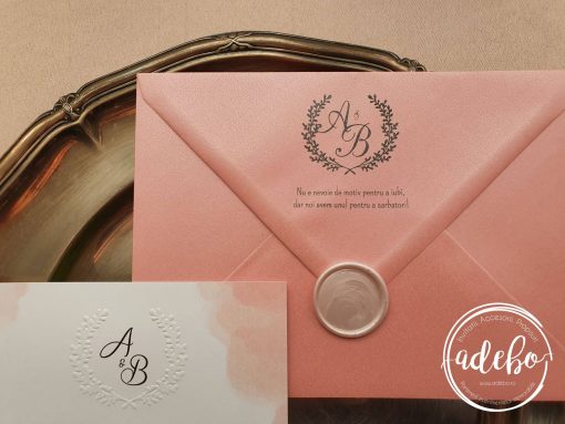 Alternative view of Invitatie nunta Pink Watercolor