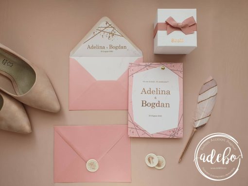 Invitatie nunta Rose Gold