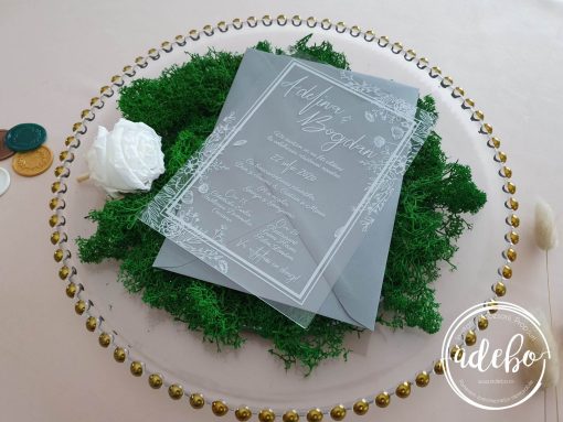 Invitatii nunta plexiglas - White Gray