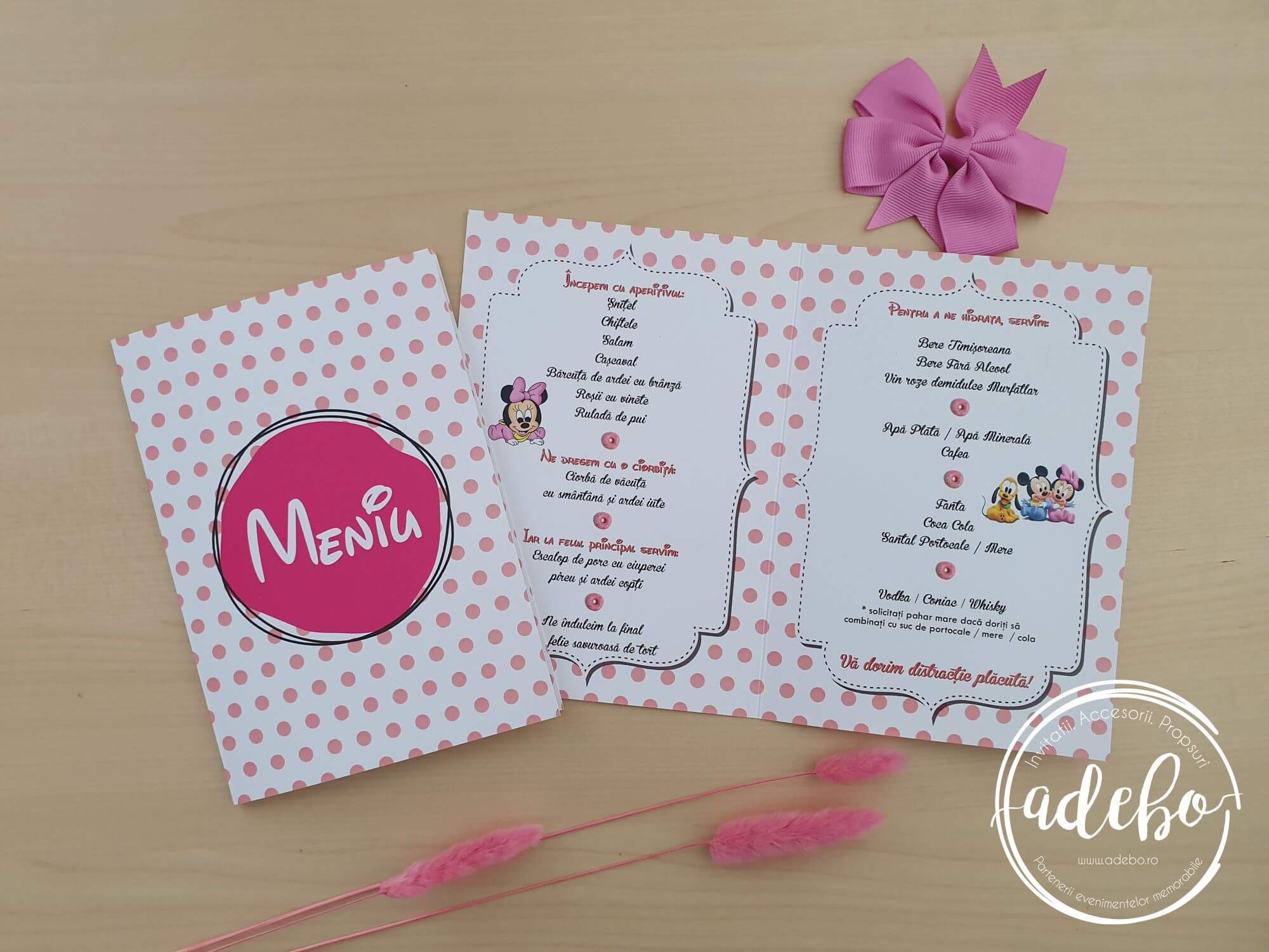 Invitatie botez Minnie Mouse - roz inchis - imagine 9