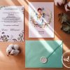 Invitatie botez flori bumbac