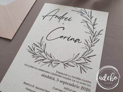 Alternative view of Invitatie nunta cu plic sampanie