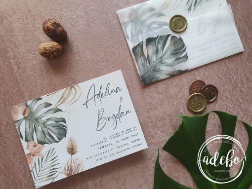 Alternative view of Invitatie nunta Watercolor Monstera