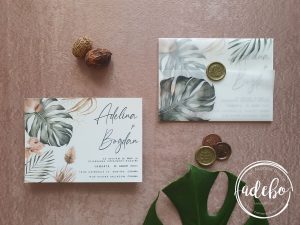 Invitatie nunta Watercolor Monstera