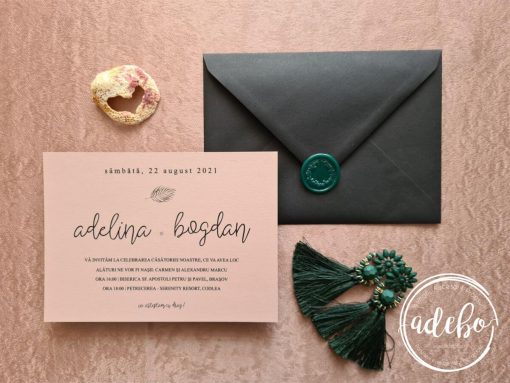 Invitatie nunta Minimal Leaf