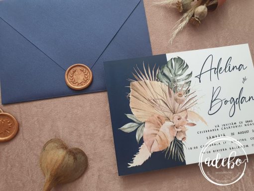 Alternative view of Invitatie nunta Palm & Navy Blue