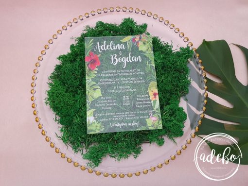 Invitatii nunta plexiglas - Tropical