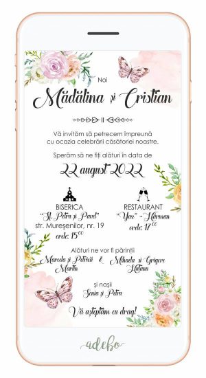 Invitatie nunta electronica - Pinkyfly