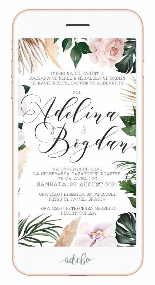 Invitatie nunta electronica - Philodendron