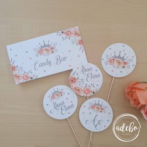 Etichete candy bar - flori portocalii