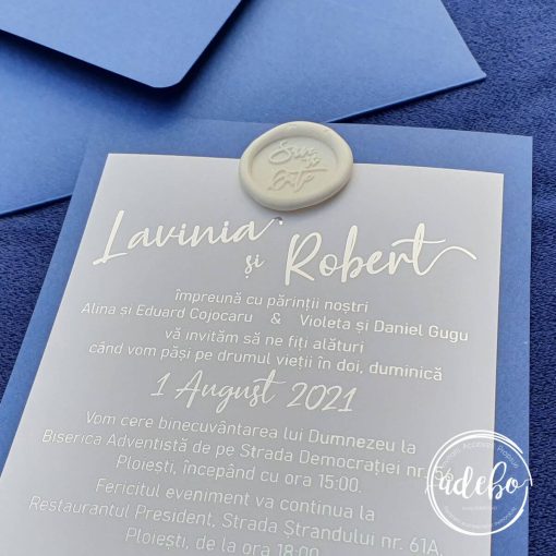 Invitatia de nunta Blue & Silver 1