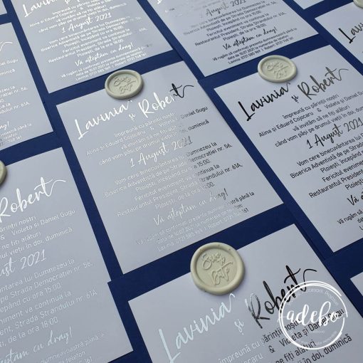 Invitatia de nunta Blue & Silver 2