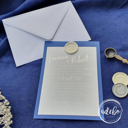 Invitatia de nunta Blue & Silver 3