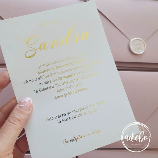 Invitatie de botez Dusty Rose 1