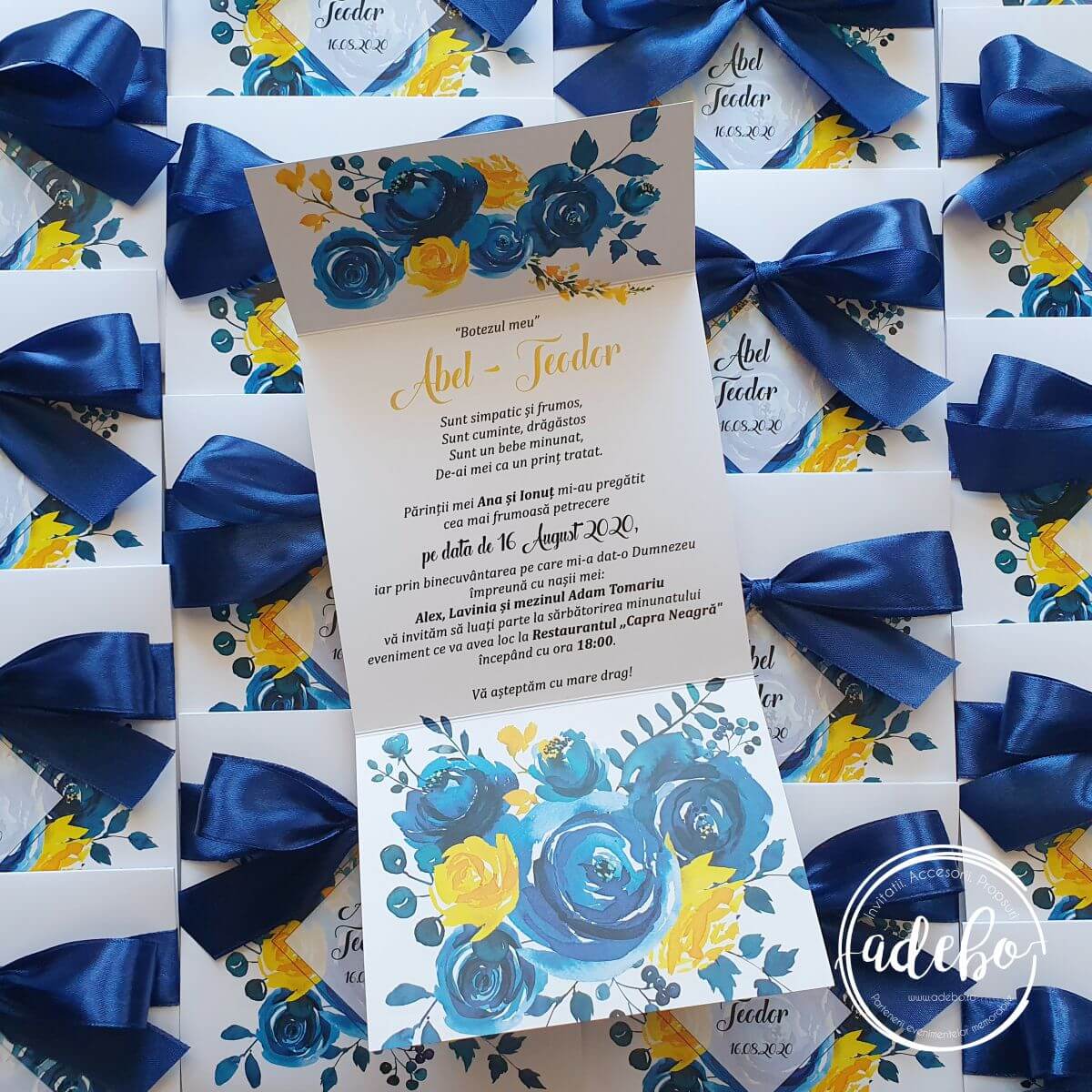 Invitatie de botez Navy Lemon 2