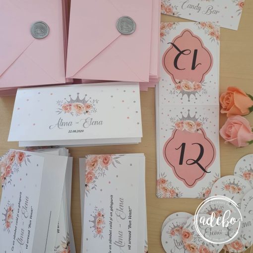 Set papetarie botez - flori portocalii