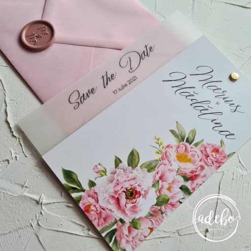 Invitatia de nunta Bujori Roz 2