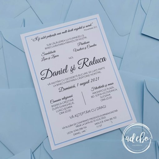 Invitatia de nunta Simply blue 1