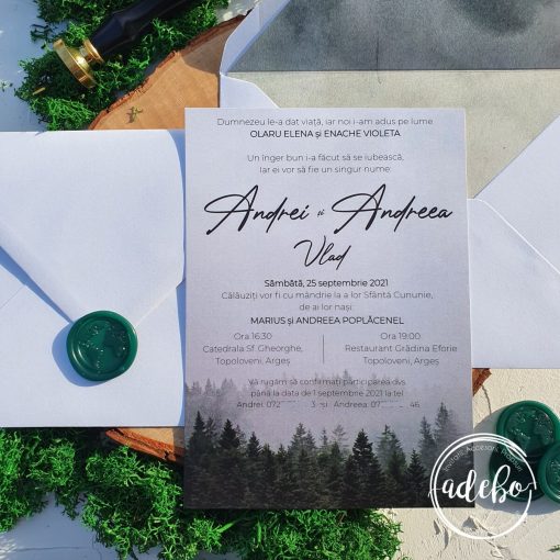 Invitatie de nunta Misty Forest 2
