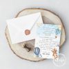 Invitatie botez - ursulet si baloane cu aer cald