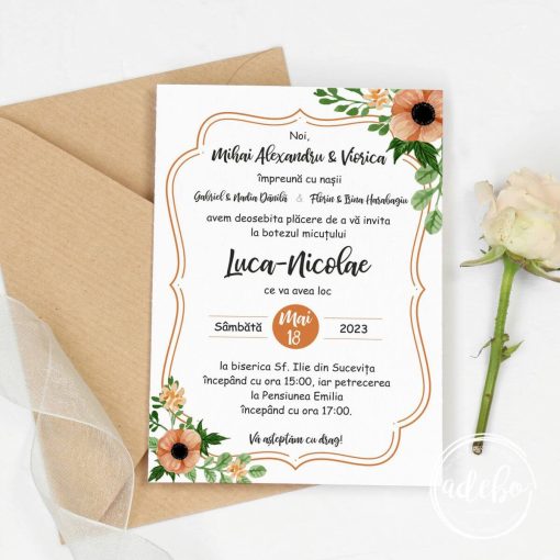 Invitatie botez florala