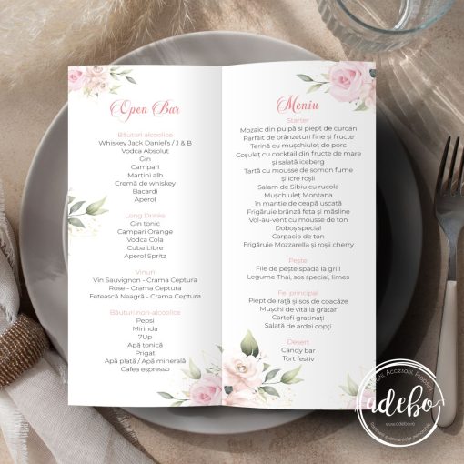 Meniu botez - Ursulet si trandafiri 1