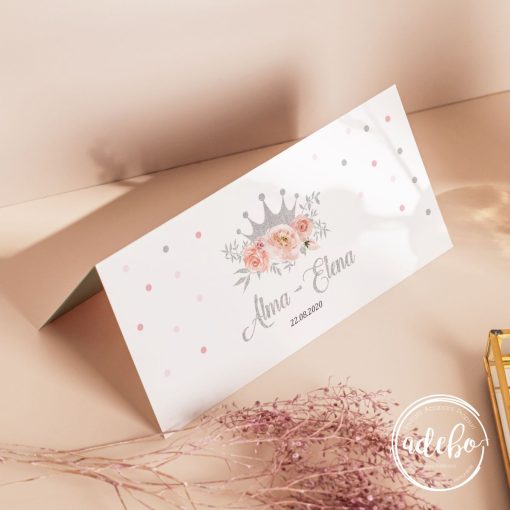 Plic bani botez - model floral 1