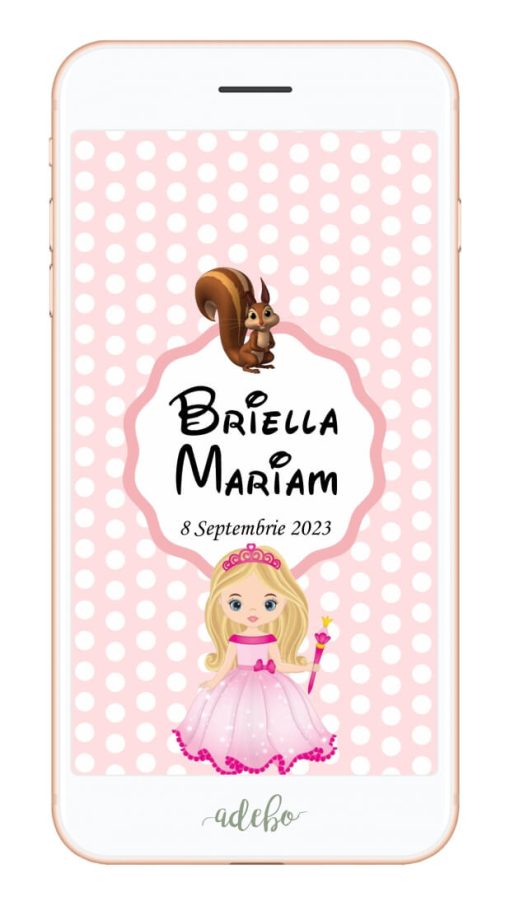 Invitatie digitala botez - Printesa