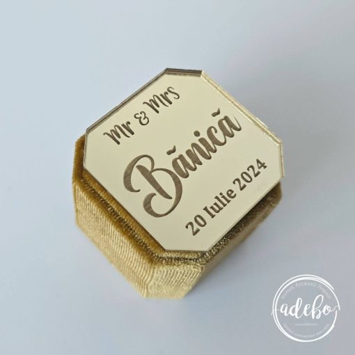 Cutiuta verighete aurie personalizata