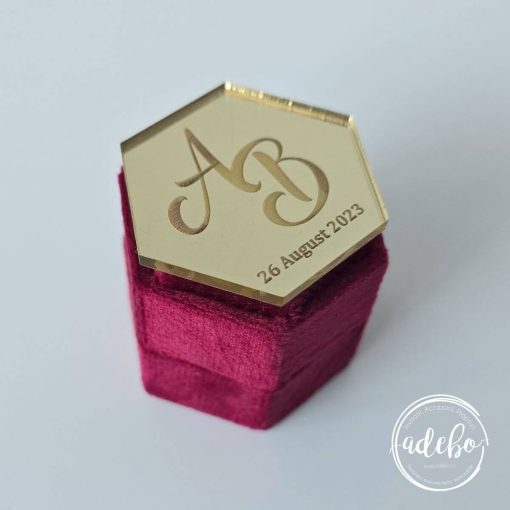 Cutiuta verighete bordeaux personalizata