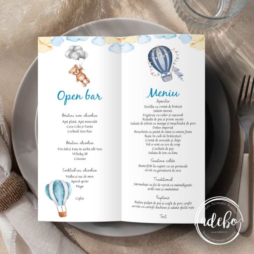 Meniu botez - ursulet si baloane cu aer cald 1