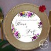 Welcome card rotund - Flori mov