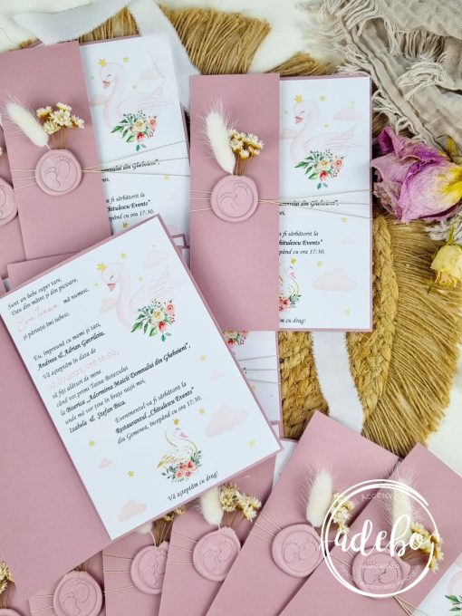 Invitatie botez Lebada si flori 3