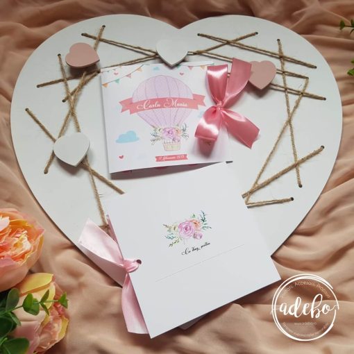 Invitatie botez Pink Hot Air Baloon 2